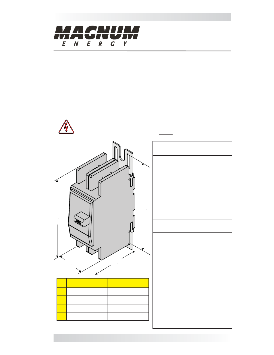 Magnum Energy AC Breaker (BR-AC) User Manual | 2 pages