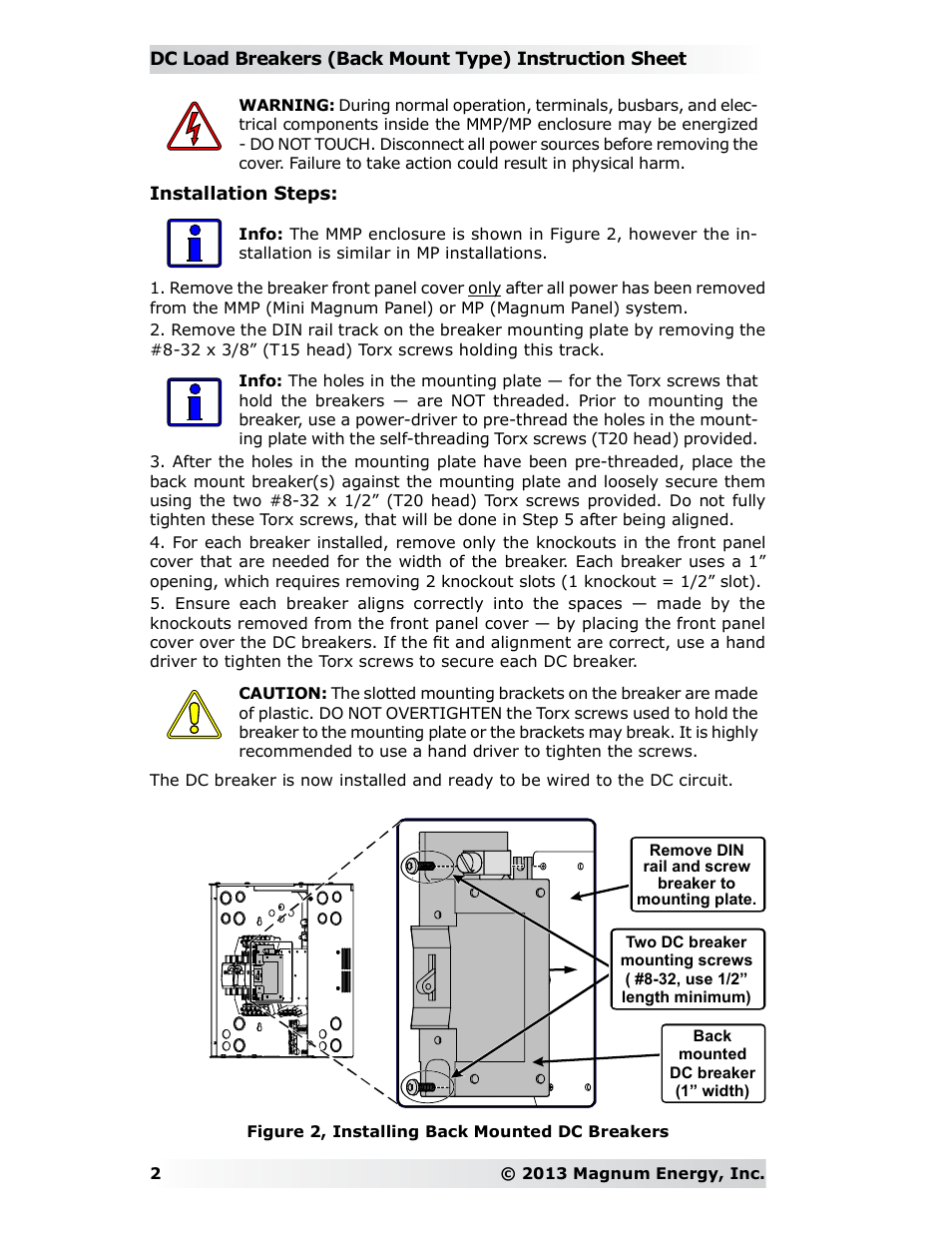 Magnum Energy DC Breakers (BR-DC) User Manual | Page 2 / 2
