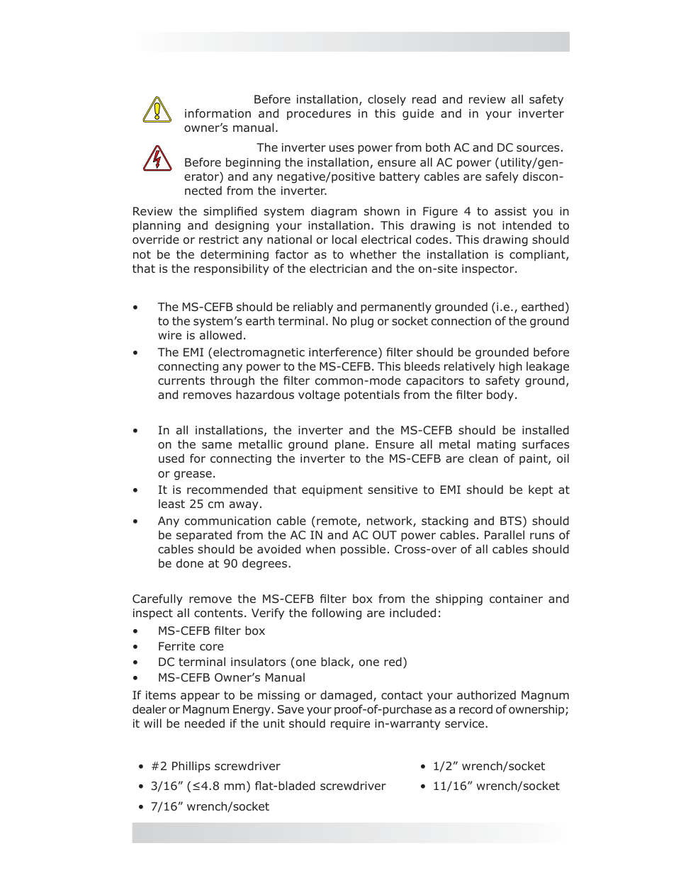 Installation | Magnum Energy Filter Box (MS-CEFB) User Manual | Page 5 / 12