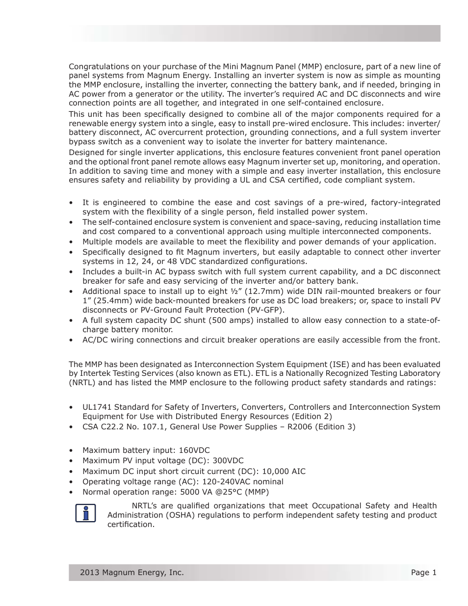 0 introduction | Magnum Energy Mini Magnum Panel (MMP Series) User Manual | Page 10 / 70
