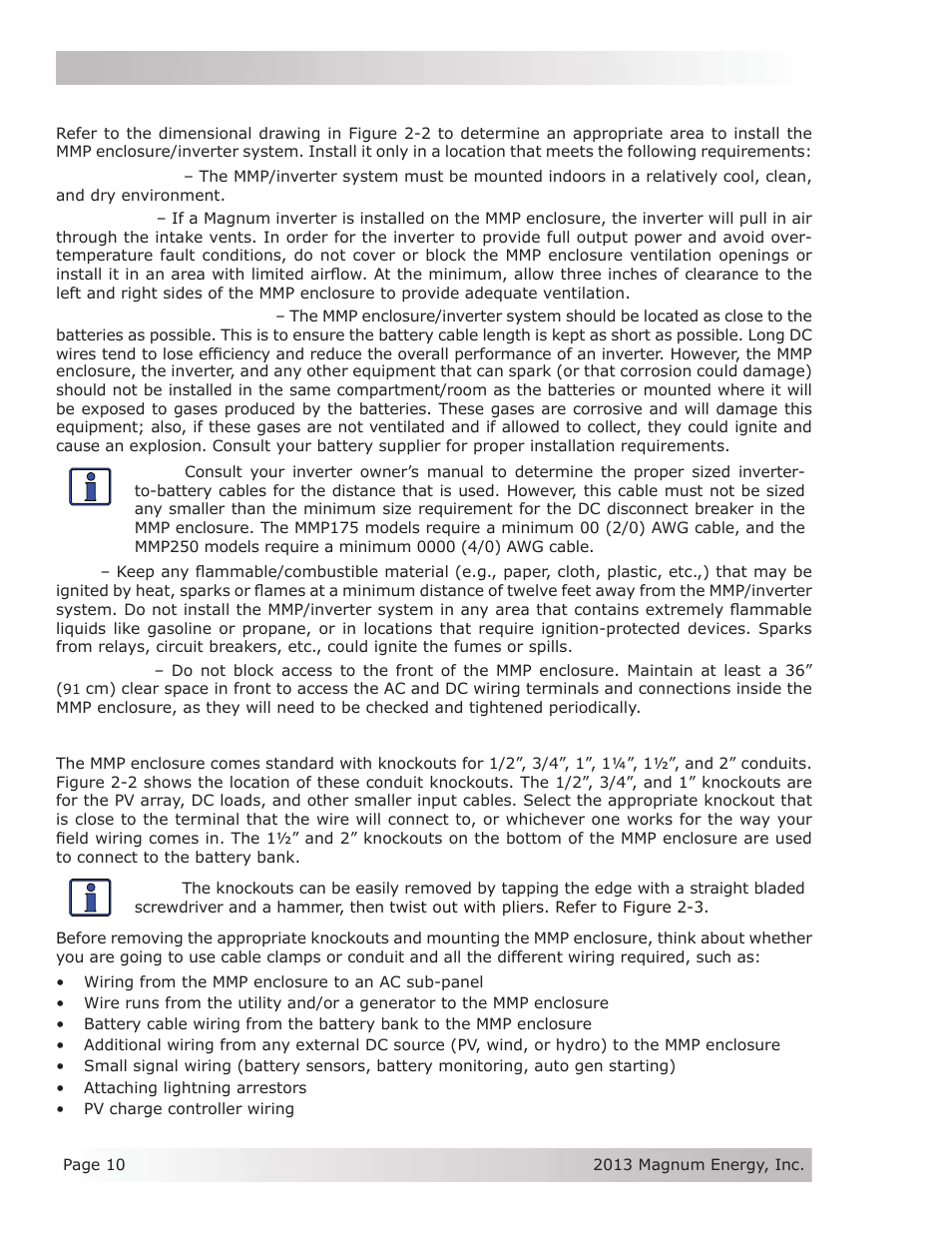 2 location, 3 conduit knockouts | Magnum Energy Mini Magnum Panel (MMP Series) User Manual | Page 19 / 70