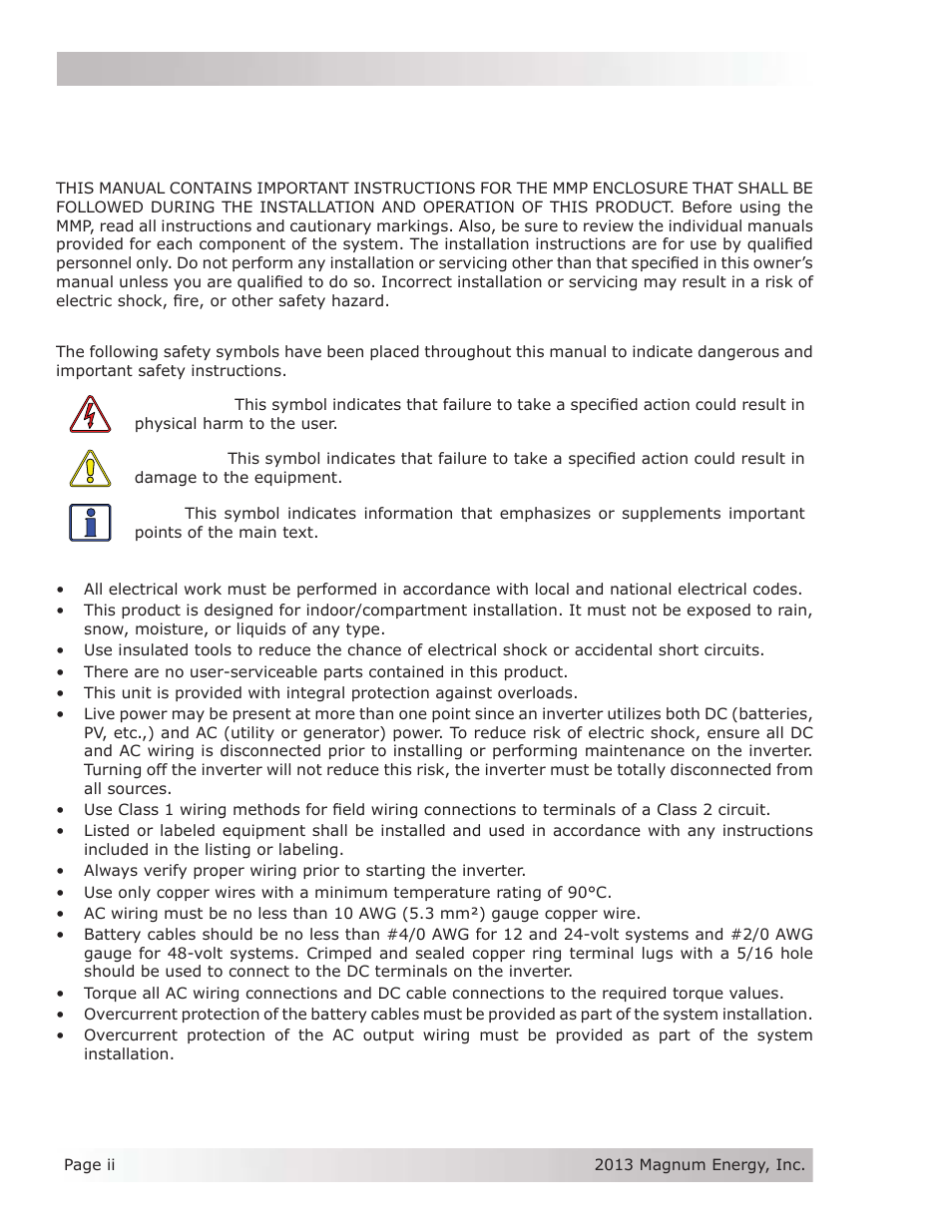 Magnum Energy Mini Magnum Panel (MMP Series) User Manual | Page 3 / 70