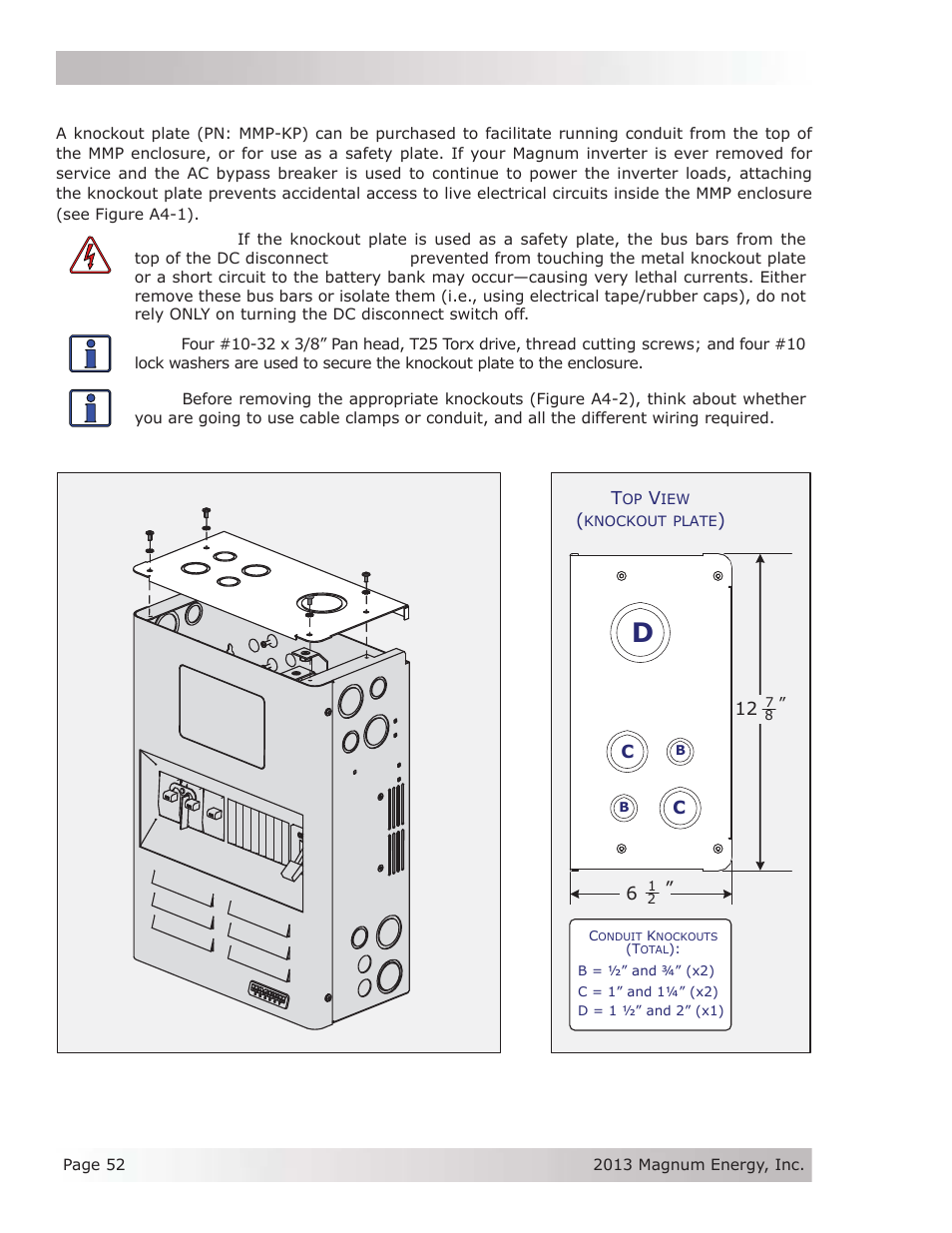 A4 knockout plate | Magnum Energy Mini Magnum Panel (MMP Series) User Manual | Page 61 / 70