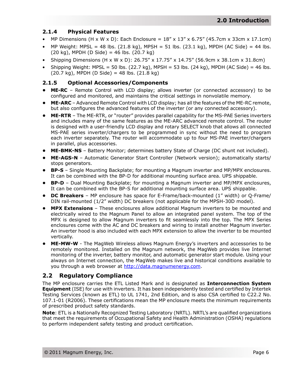 Magnum Energy Magnum Panel (MP Series) User Manual | Page 13 / 120