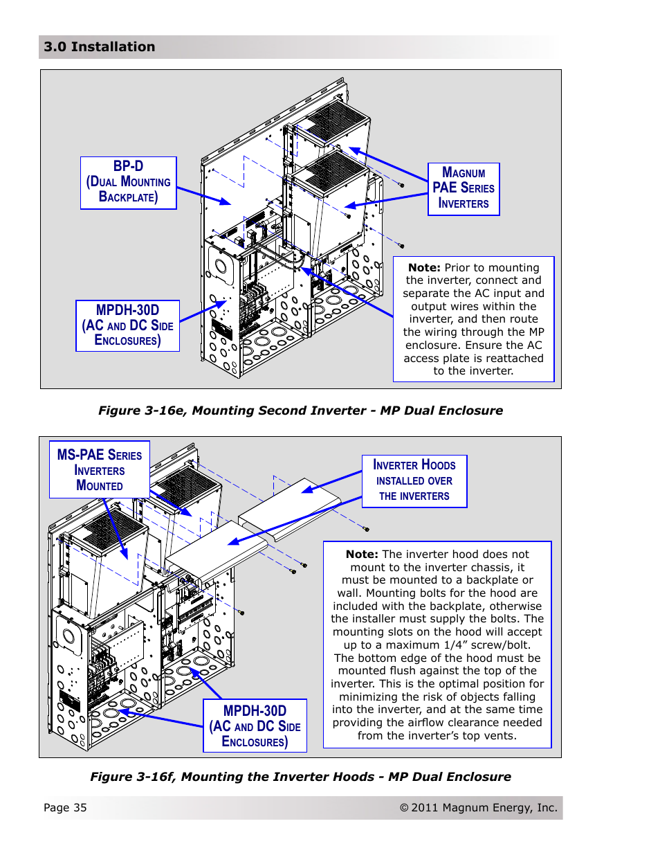 Bp-d (d, Mpdh-30d (ac, Dc s | Pae s, Ms-pae s | Magnum Energy Magnum Panel (MP Series) User Manual | Page 42 / 120