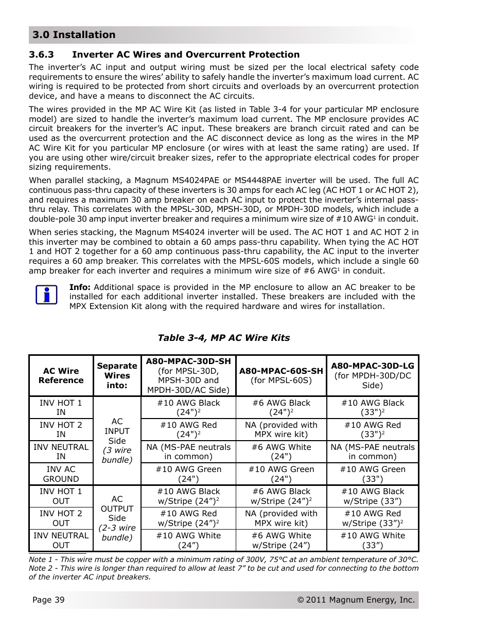 0 installation | Magnum Energy Magnum Panel (MP Series) User Manual | Page 46 / 120