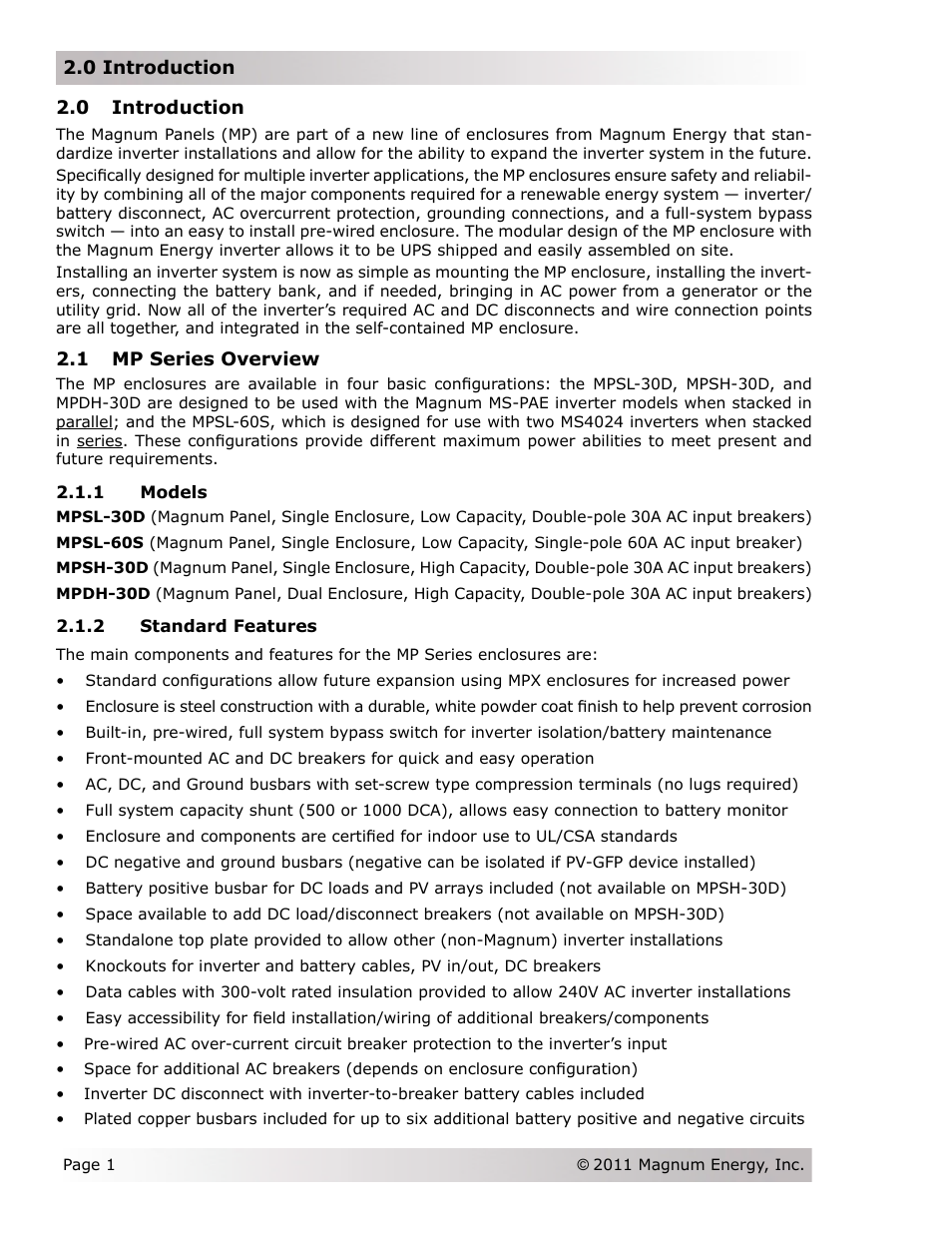 Magnum Energy Magnum Panel (MP Series) User Manual | Page 8 / 120