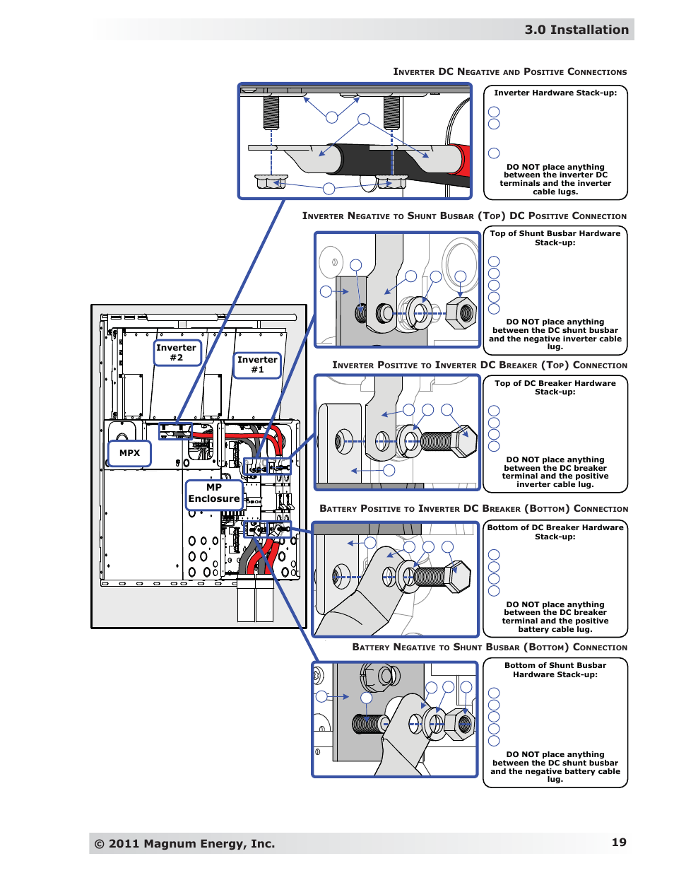 0 installation, Figure 3-17, dc cable connections | Magnum Energy MP Extension Box (MPX Series) User Manual | Page 23 / 63