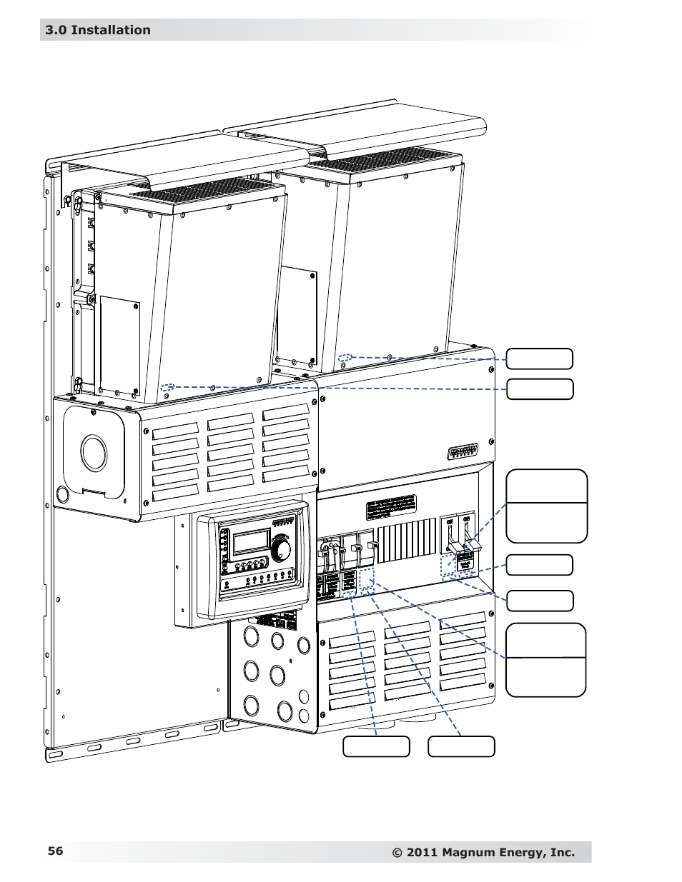 Inverter ac input, Inverter dc disconnect | Magnum Energy MP Extension Box (MPX Series) User Manual | Page 60 / 63