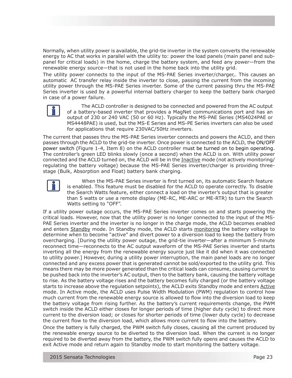 0 operation | Magnum Energy AC Load Diversion Controller (ACLD-40) User Manual | Page 30 / 46