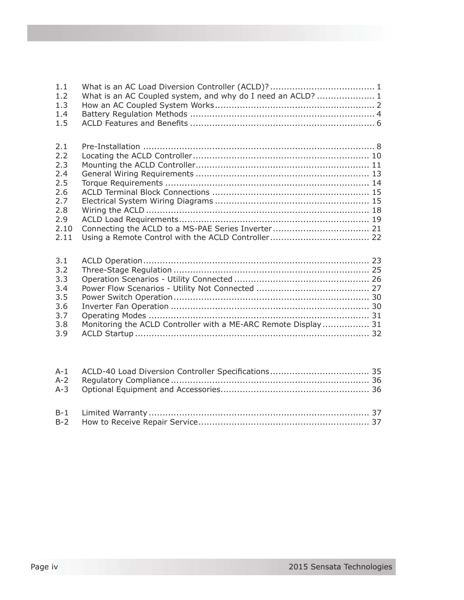 Magnum Energy AC Load Diversion Controller (ACLD-40) User Manual | Page 5 / 46