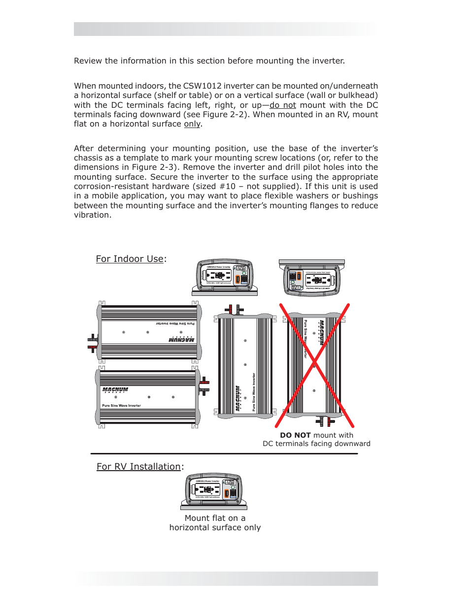 0 installation | Magnum Energy CSW1012 User Manual | Page 10 / 24