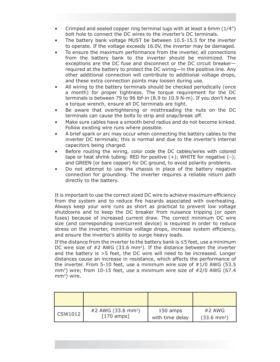 0 installation | Magnum Energy CSW1012 User Manual | Page 13 / 24