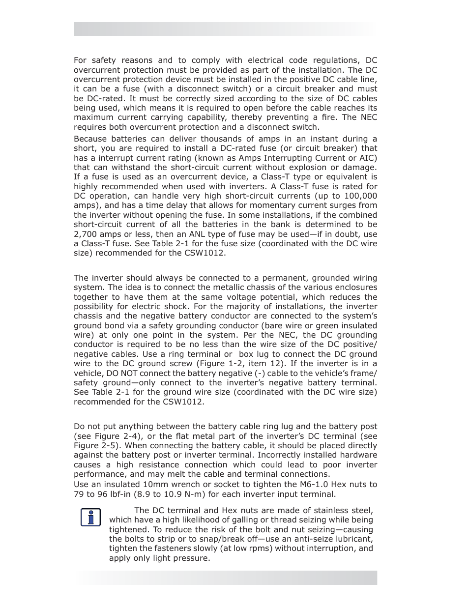 0 installation | Magnum Energy CSW1012 User Manual | Page 14 / 24