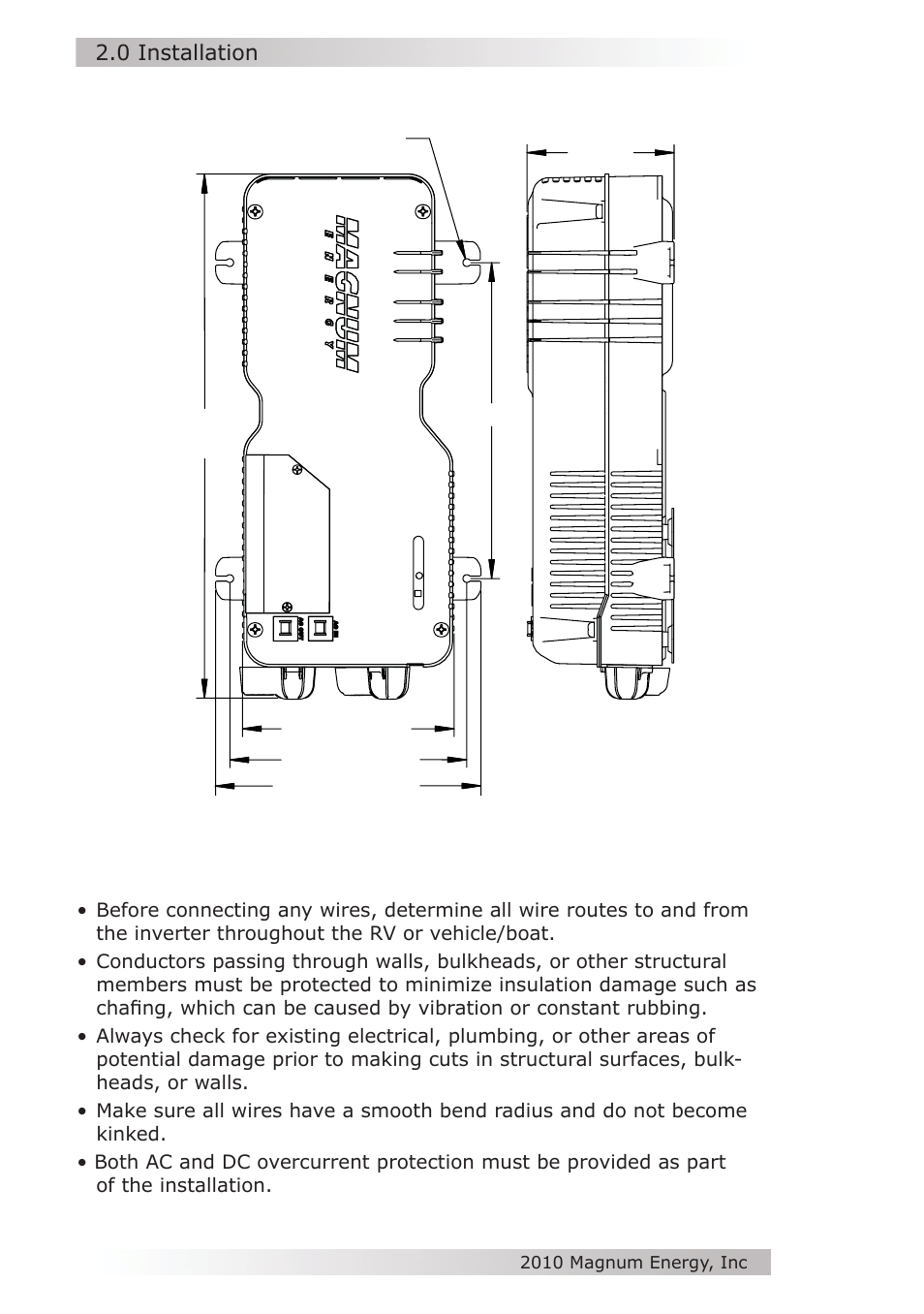0 installation, Wiring guidelines | Magnum Energy MM612 Inverter User Manual | Page 16 / 44