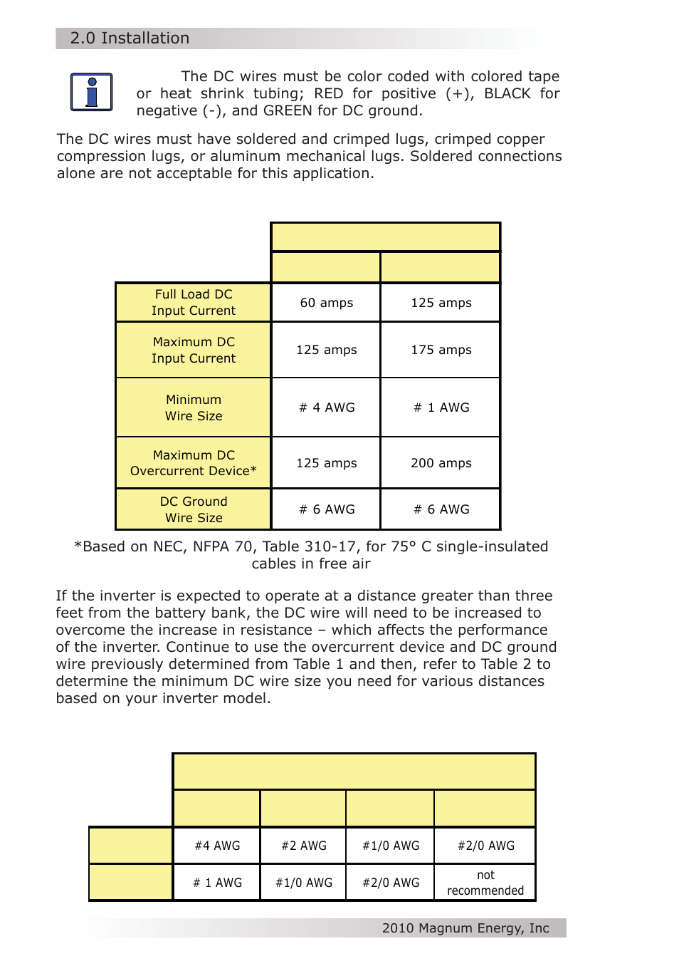 0 installation | Magnum Energy MM612 Inverter User Manual | Page 18 / 44