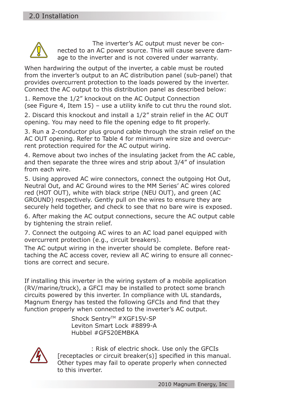 Magnum Energy MM612 Inverter User Manual | Page 26 / 44