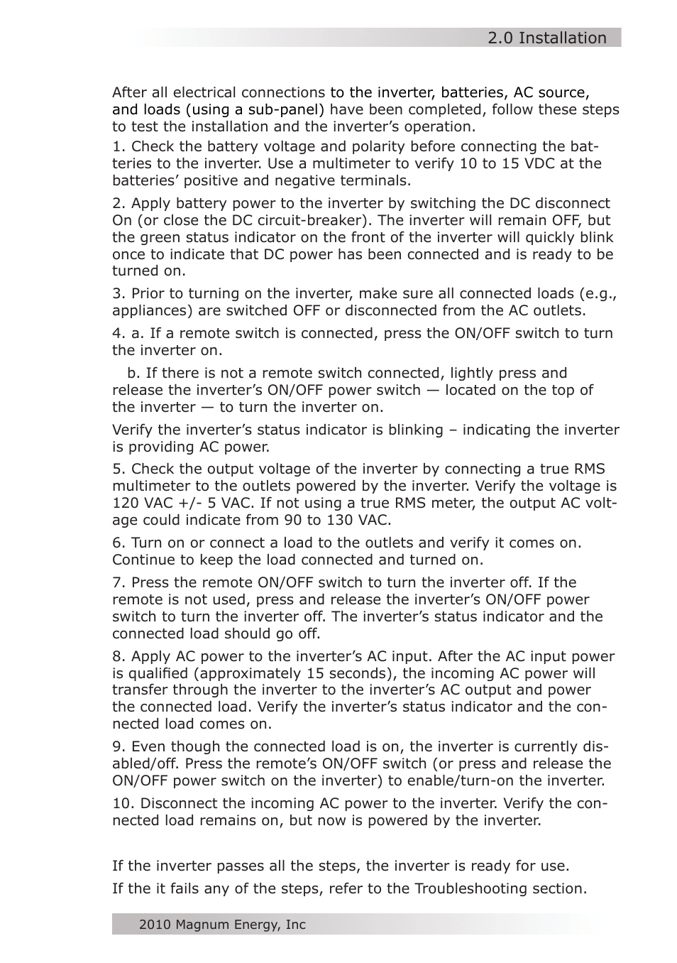 Magnum Energy MM612 Inverter User Manual | Page 27 / 44