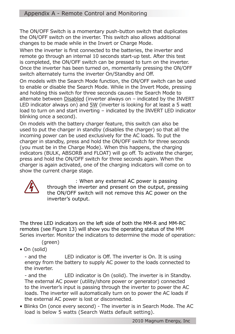 Magnum Energy MM612 Inverter User Manual | Page 36 / 44