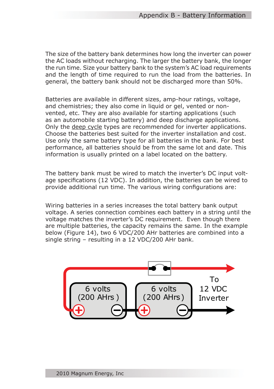 Appendix b - battery information | Magnum Energy MM612 Inverter User Manual | Page 39 / 44