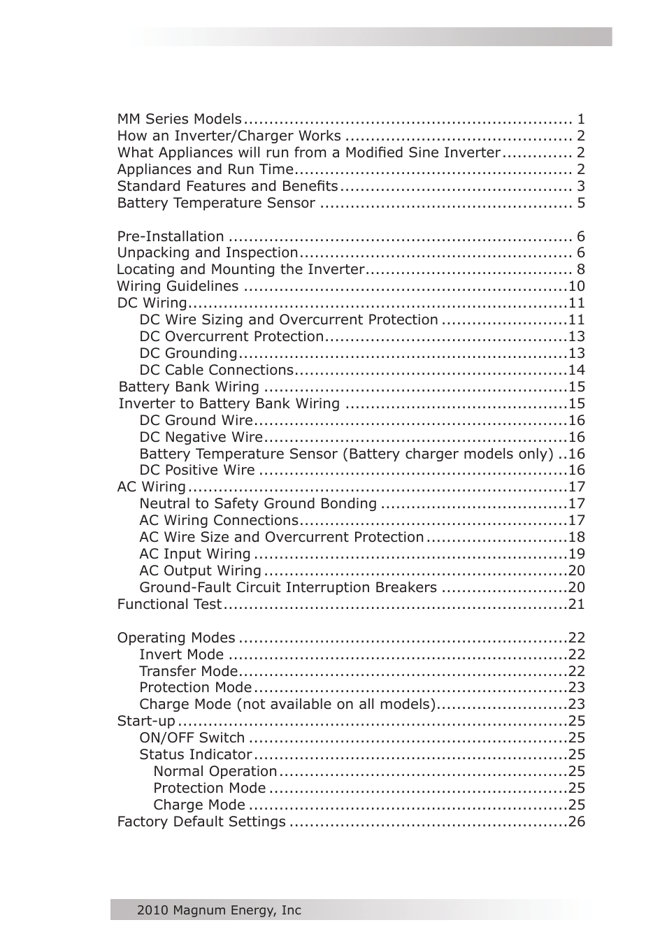 Magnum Energy MM612 Inverter User Manual | Page 5 / 44