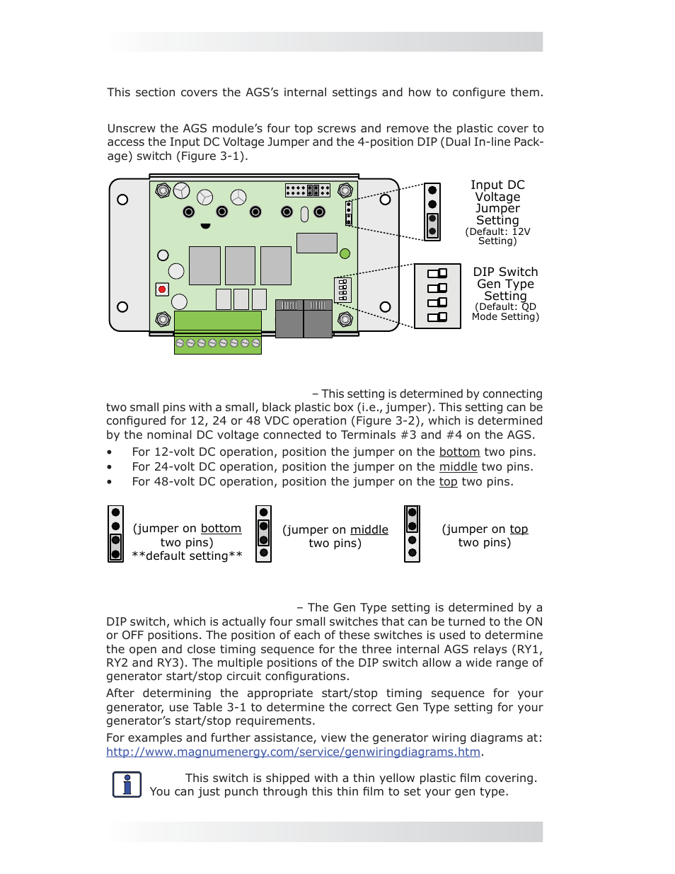 0 me-ags-n module setup, 1 confi guring the internal me-ags-n settings | Magnum Energy AGS Network (ME-AGS-N) User Manual | Page 25 / 103