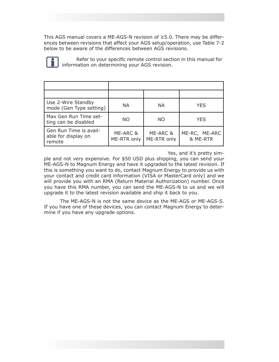 2 software differences between ags revisions | Magnum Energy AGS Network (ME-AGS-N) User Manual | Page 33 / 103