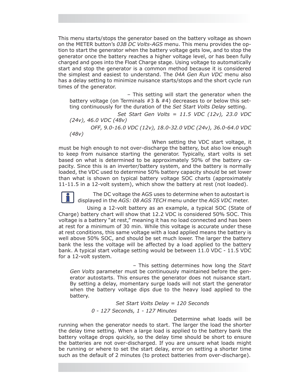 Setup: 04a gen run vdc menu, 0 using the me-arc remote | Magnum Energy AGS Network (ME-AGS-N) User Manual | Page 48 / 103