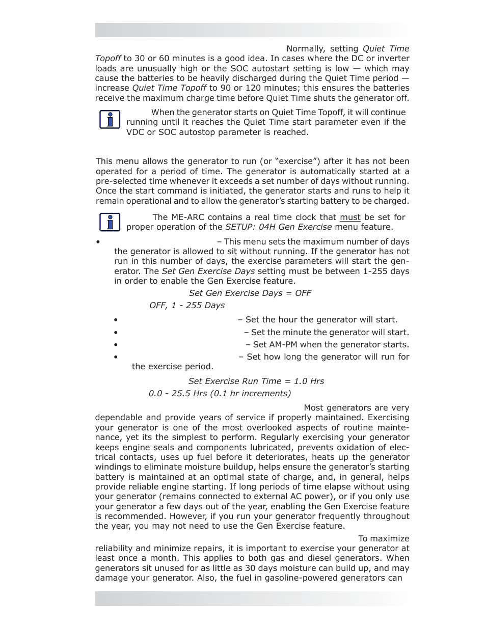 Setup: 04h gen exercise menu, 0 using the me-arc remote | Magnum Energy AGS Network (ME-AGS-N) User Manual | Page 56 / 103