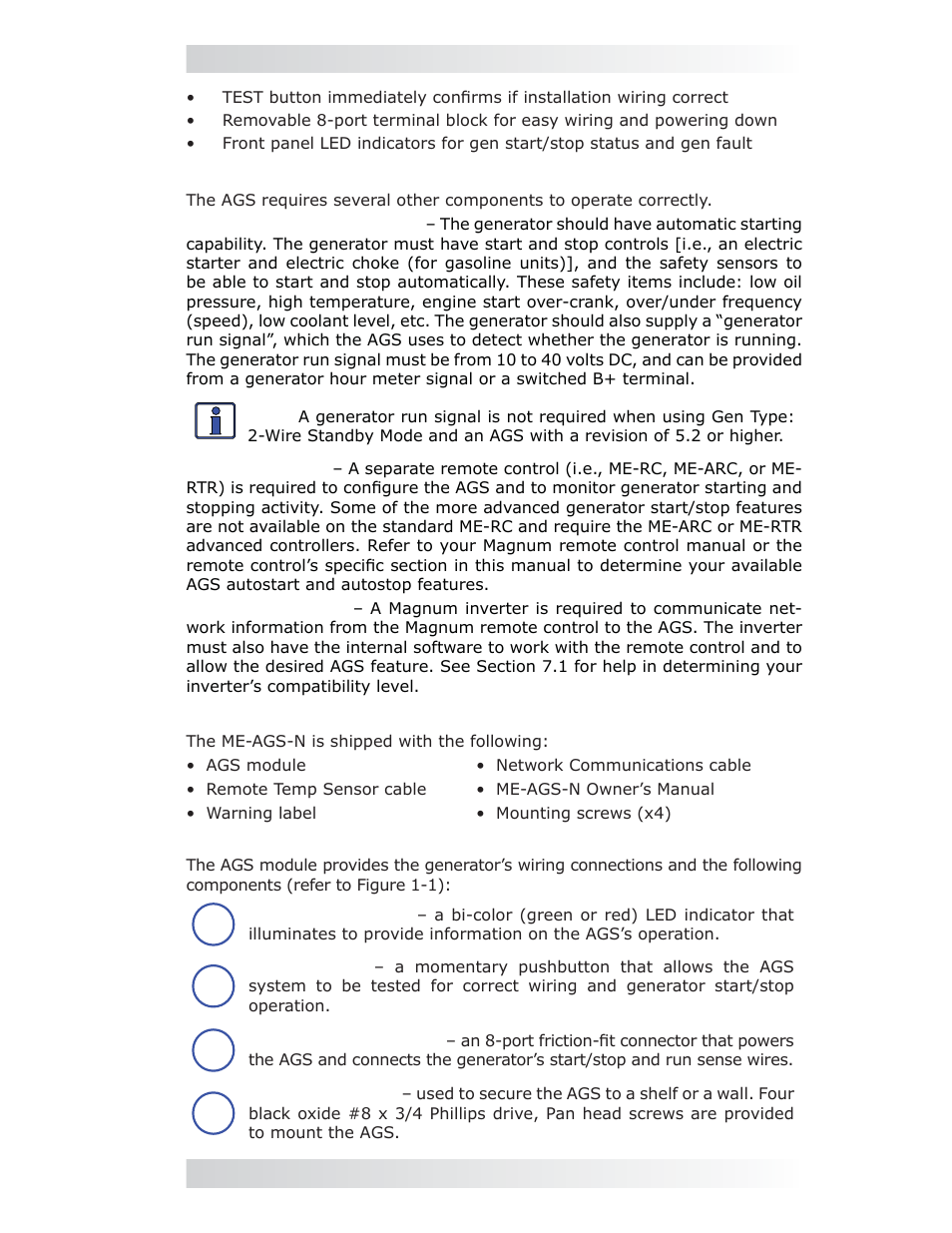 2 me-ags-n system requirements, 3 me-ags-n components | Magnum Energy AGS Network (ME-AGS-N) User Manual | Page 8 / 103