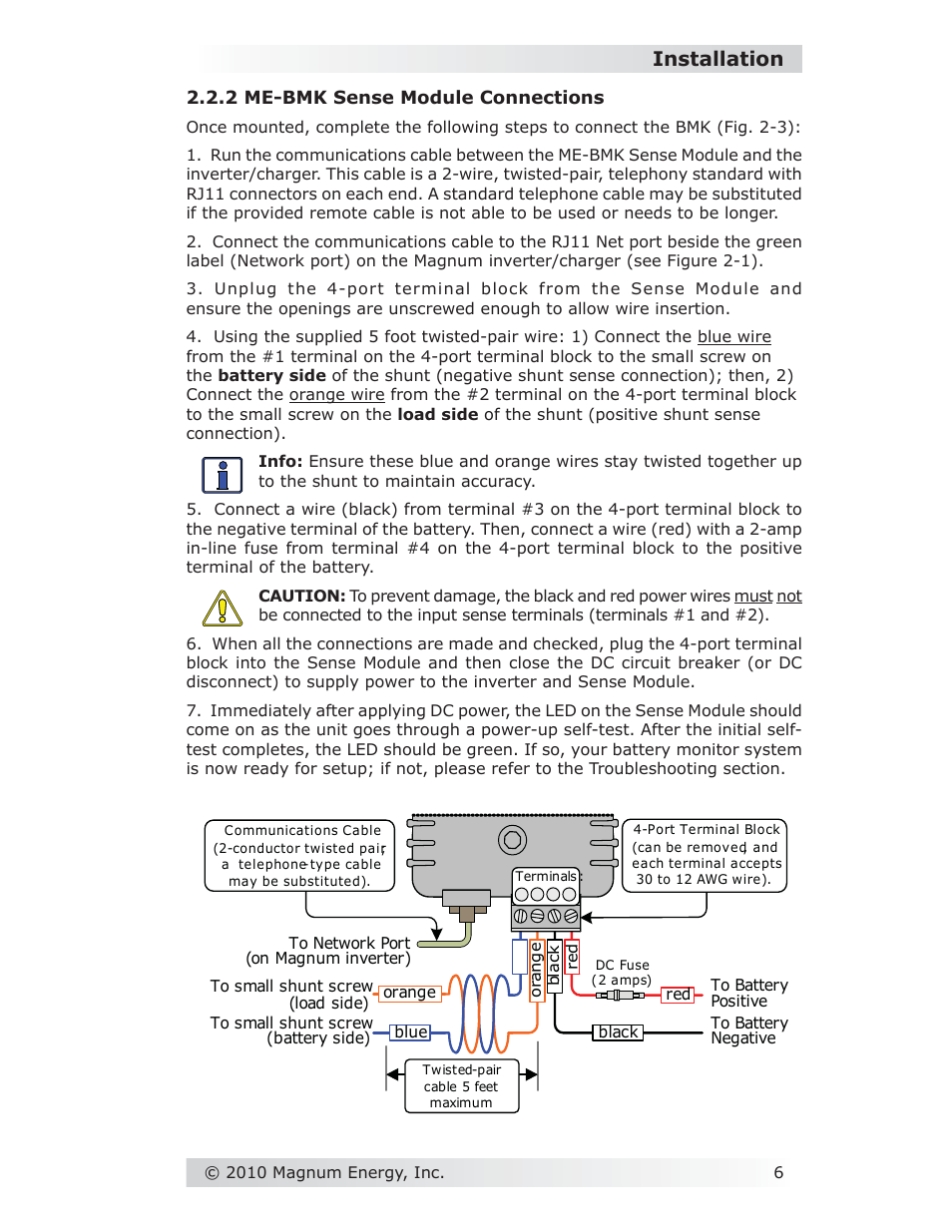 Installation | Magnum Energy Battery Monitor Kit ME-BMK User Manual | Page 10 / 39