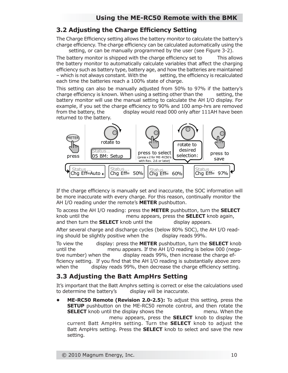3 adjusting the batt amphrs setting | Magnum Energy Battery Monitor Kit ME-BMK User Manual | Page 14 / 39