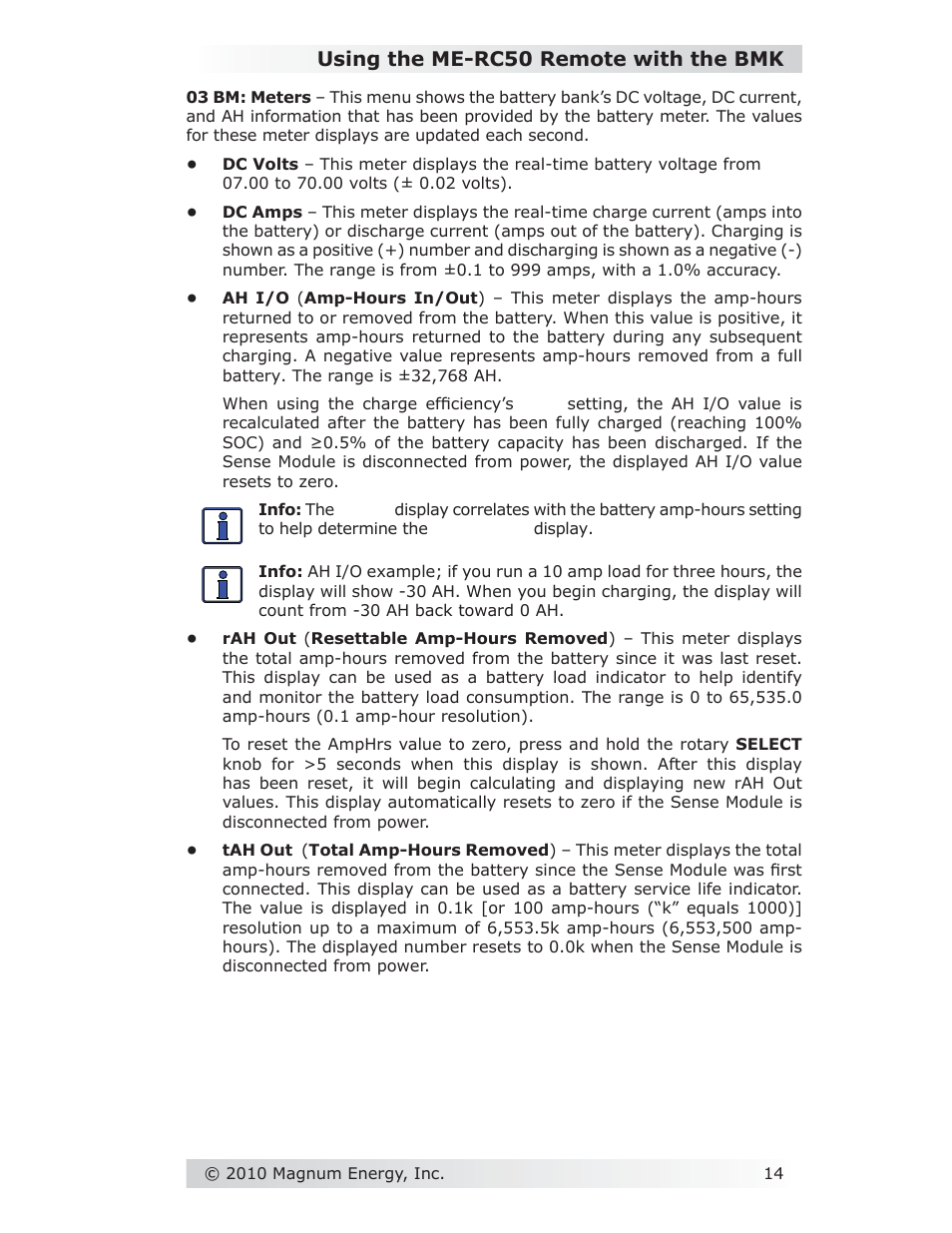 Using the me-rc50 remote with the bmk | Magnum Energy Battery Monitor Kit ME-BMK User Manual | Page 18 / 39
