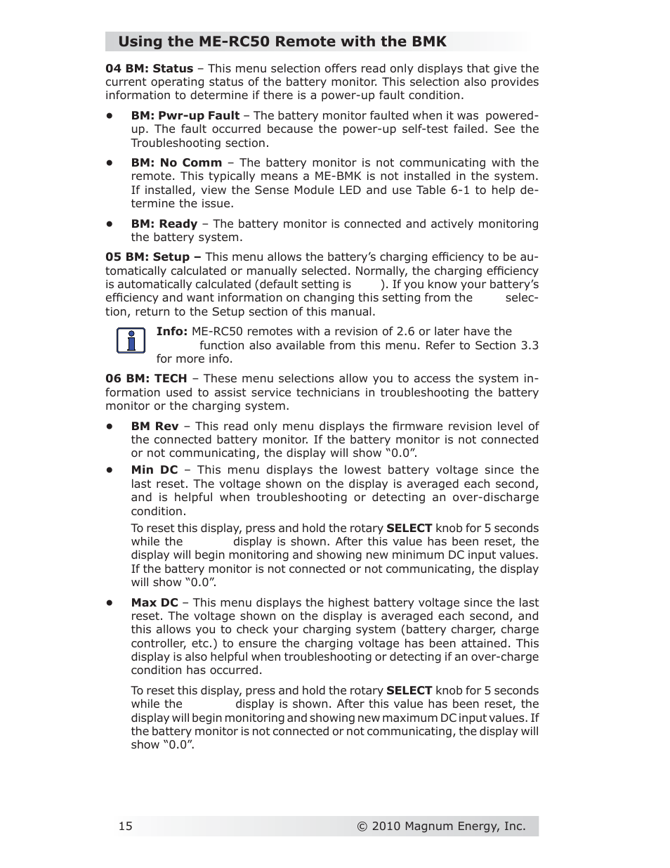 Using the me-rc50 remote with the bmk | Magnum Energy Battery Monitor Kit ME-BMK User Manual | Page 19 / 39