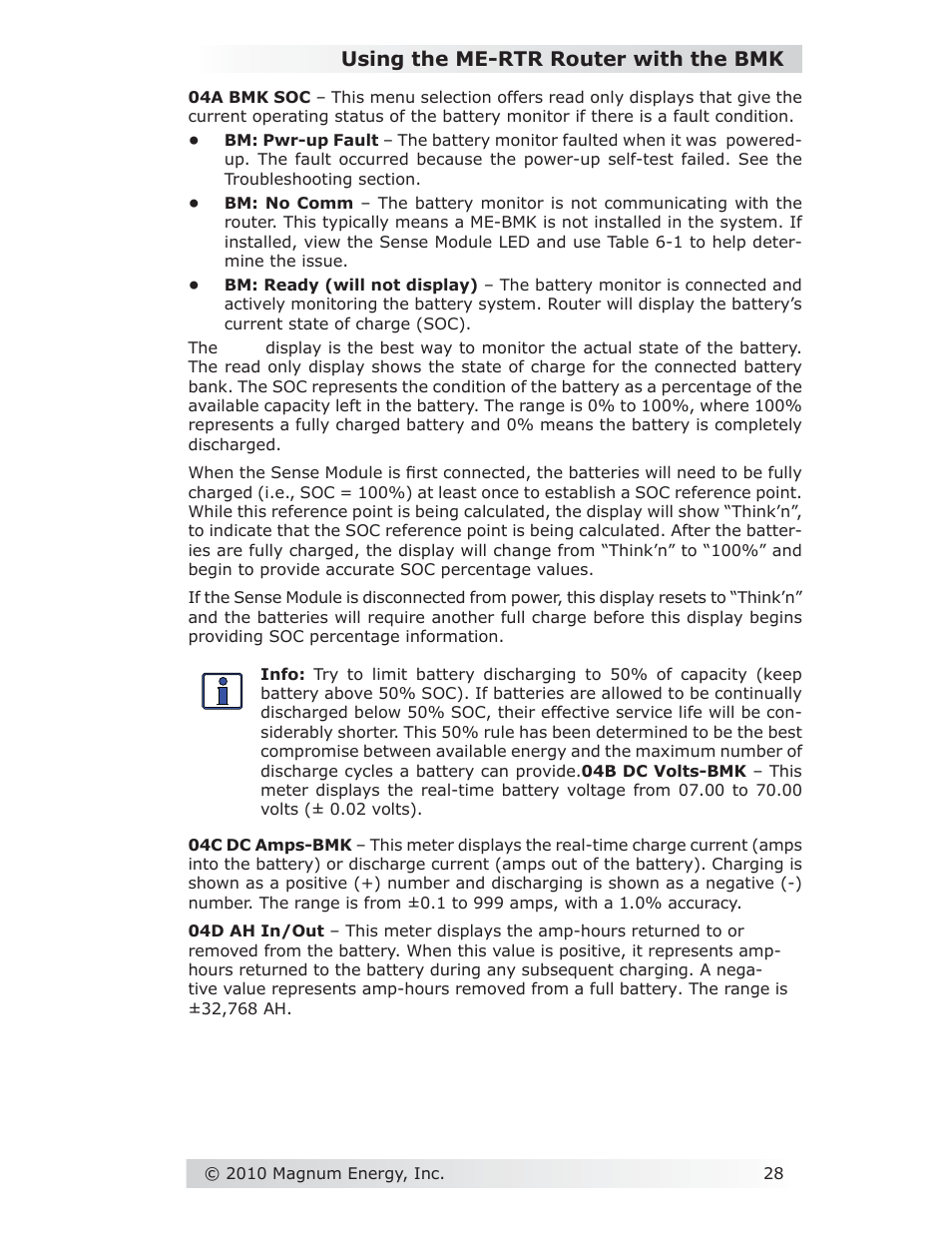 Using the me-rtr router with the bmk | Magnum Energy Battery Monitor Kit ME-BMK User Manual | Page 32 / 39