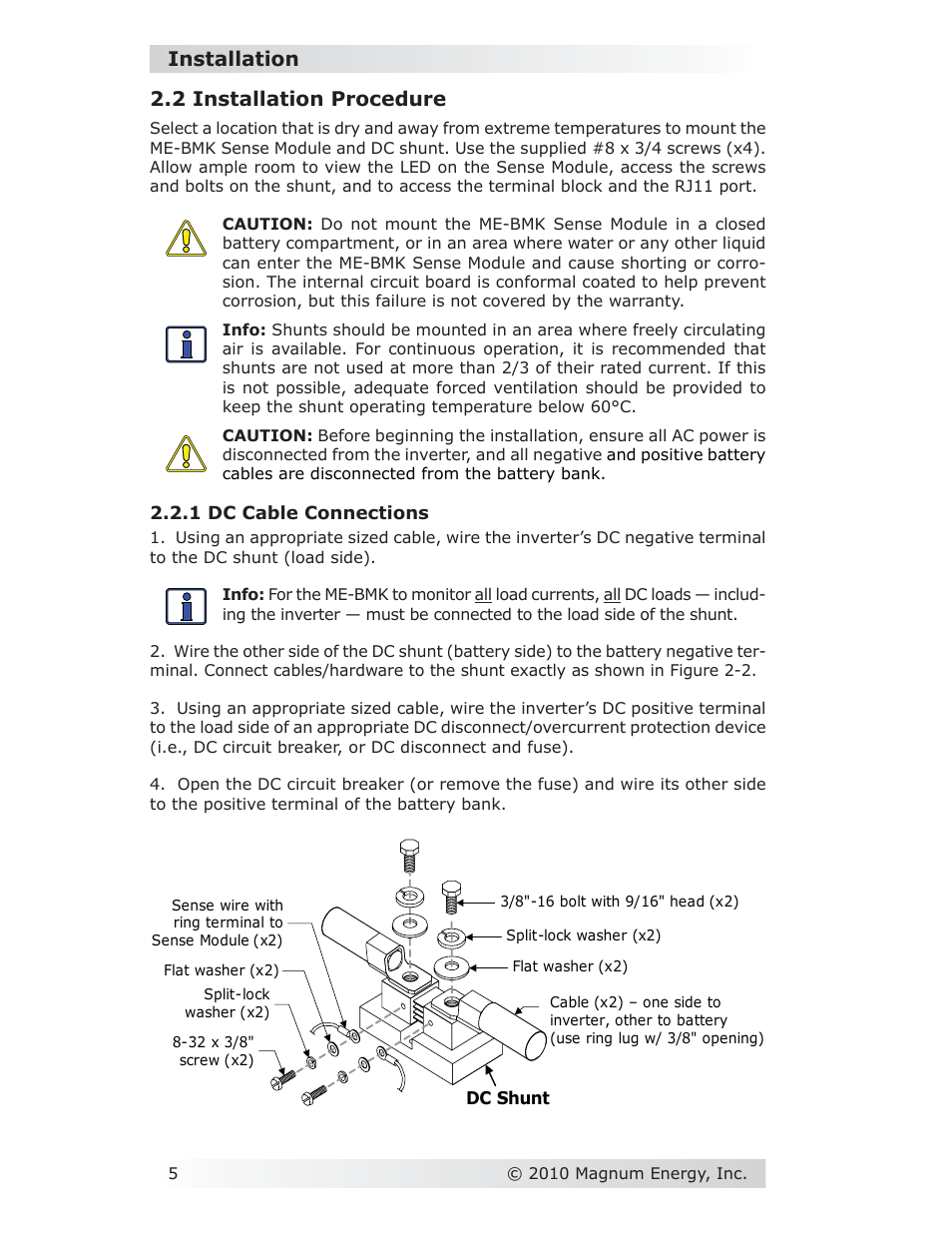 Installation, 2 installation procedure | Magnum Energy Battery Monitor Kit ME-BMK User Manual | Page 9 / 39