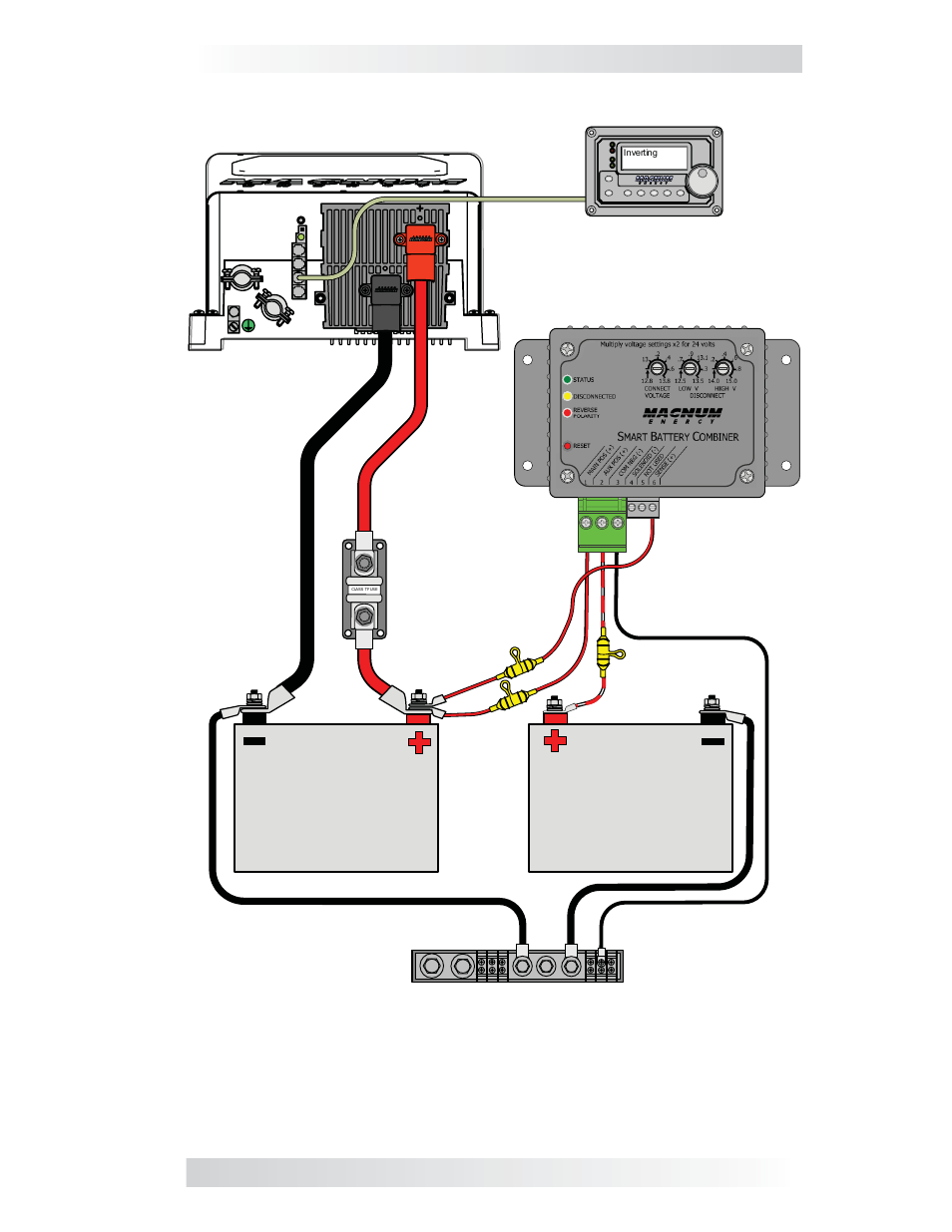 Installation, Figure 2-7, remote volt sense, N e ga tiv e b us-ba r | O n /o f f | Magnum Energy Smart Battery Combiner (ME-SBC) User Manual | Page 13 / 20