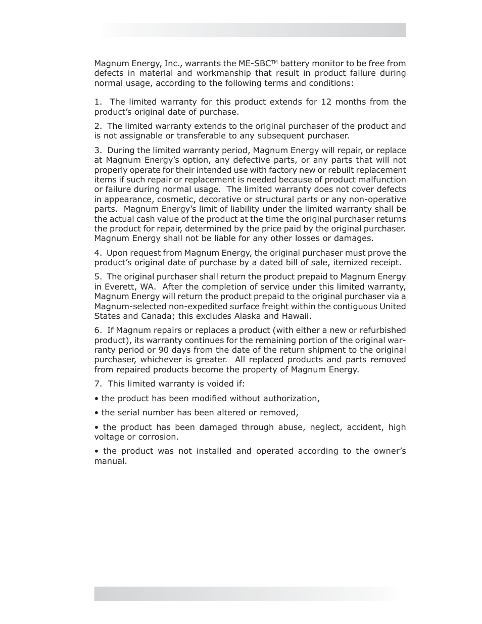 Service and warranty info | Magnum Energy Smart Battery Combiner (ME-SBC) User Manual | Page 19 / 20