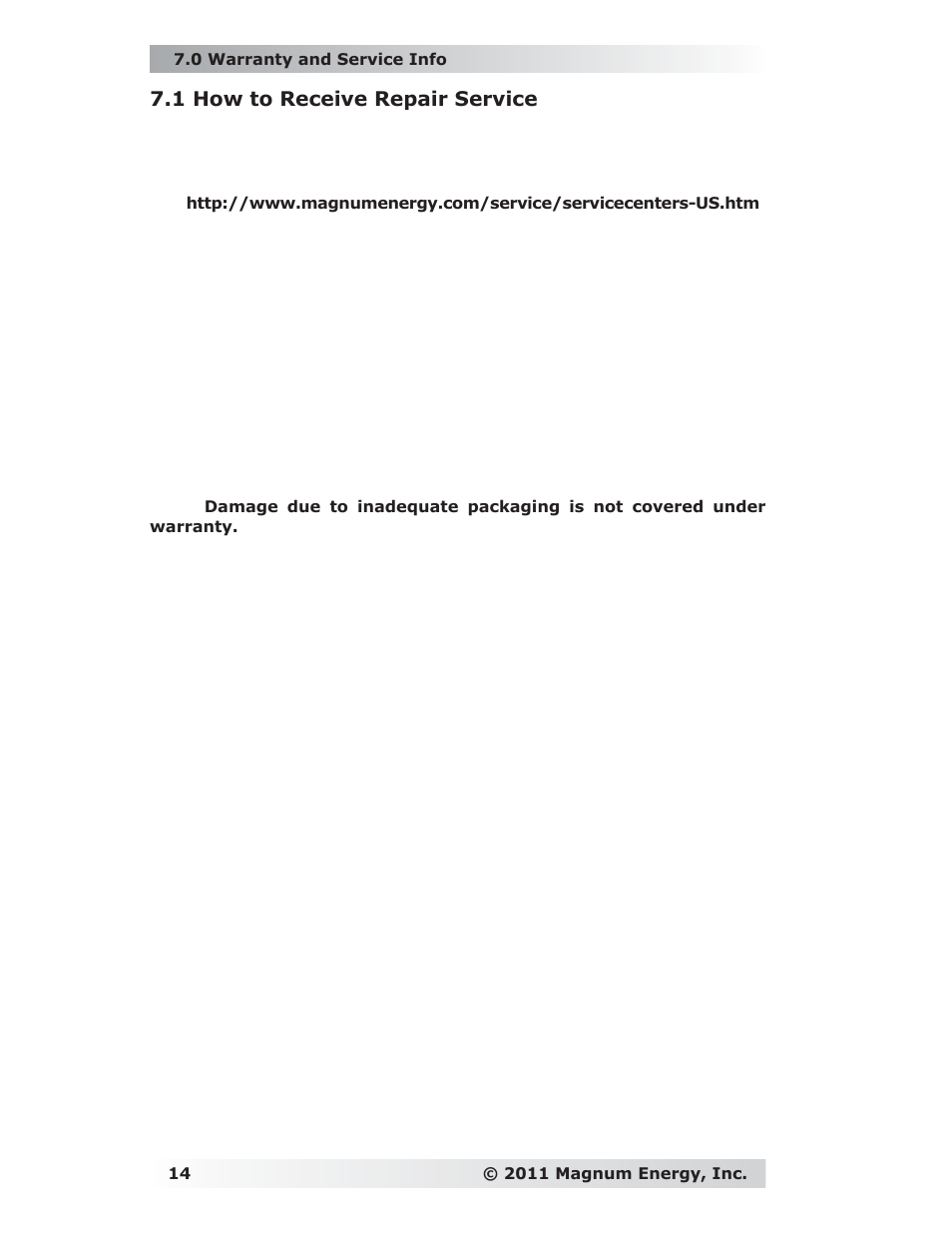 1 how to receive repair service | Magnum Energy ME-MW-E User Manual | Page 18 / 19