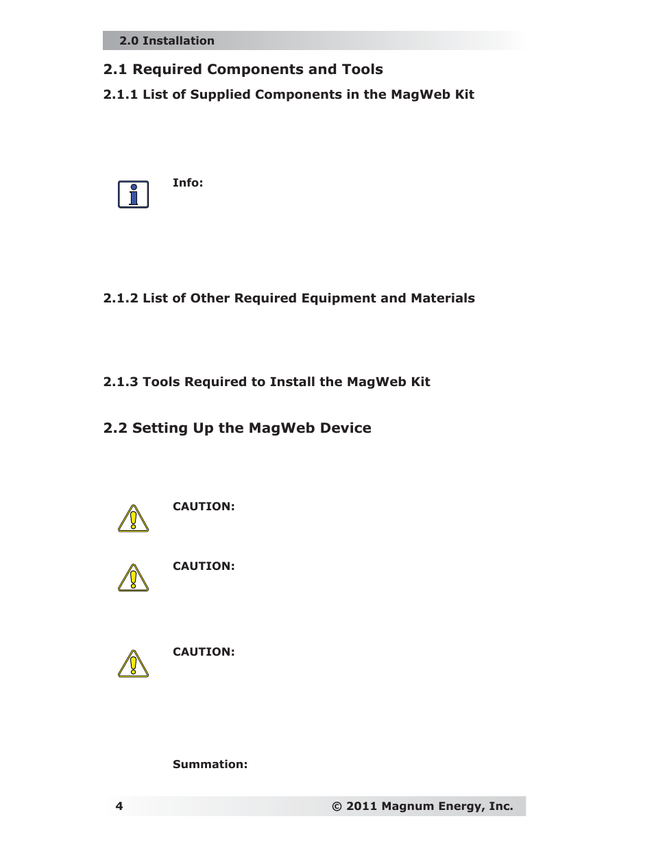 1 required components and tools, 2 setting up the magweb device | Magnum Energy ME-MW-E User Manual | Page 8 / 19