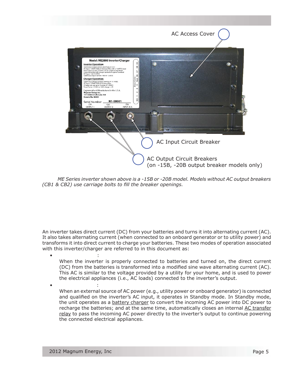 2 how an inverter/charger works | Magnum Energy ME Series User Manual | Page 13 / 68