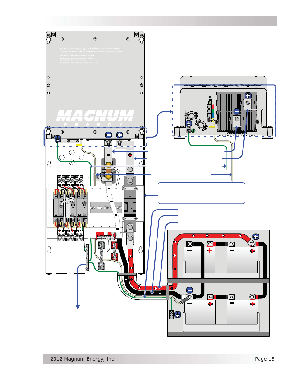 Me series inverter/charger front view, Volt battery bank, Installation | Magnum Energy ME Series User Manual | Page 23 / 68