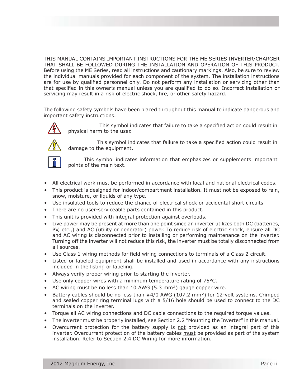Magnum Energy ME Series User Manual | Page 3 / 68