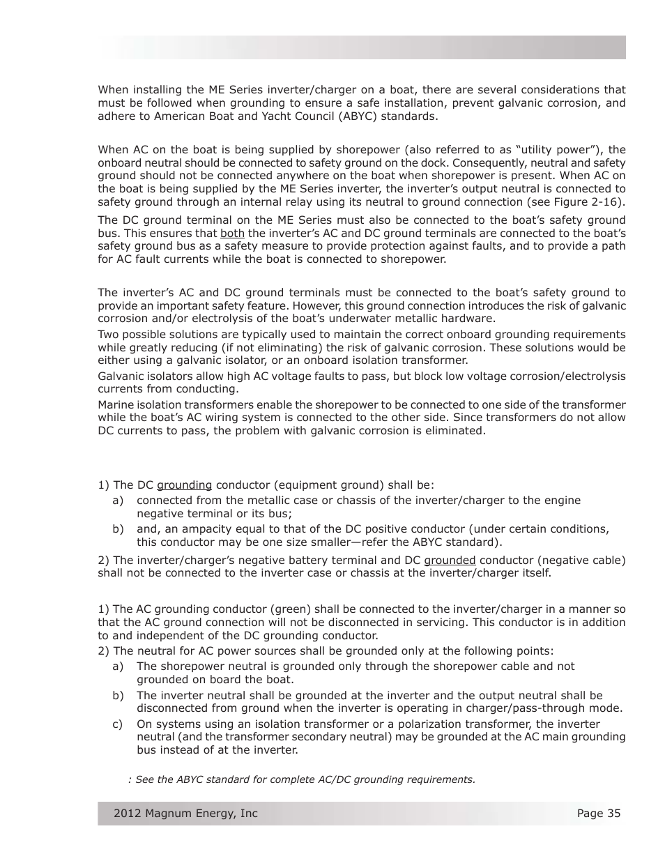 2 grounding on boats | Magnum Energy ME Series User Manual | Page 43 / 68