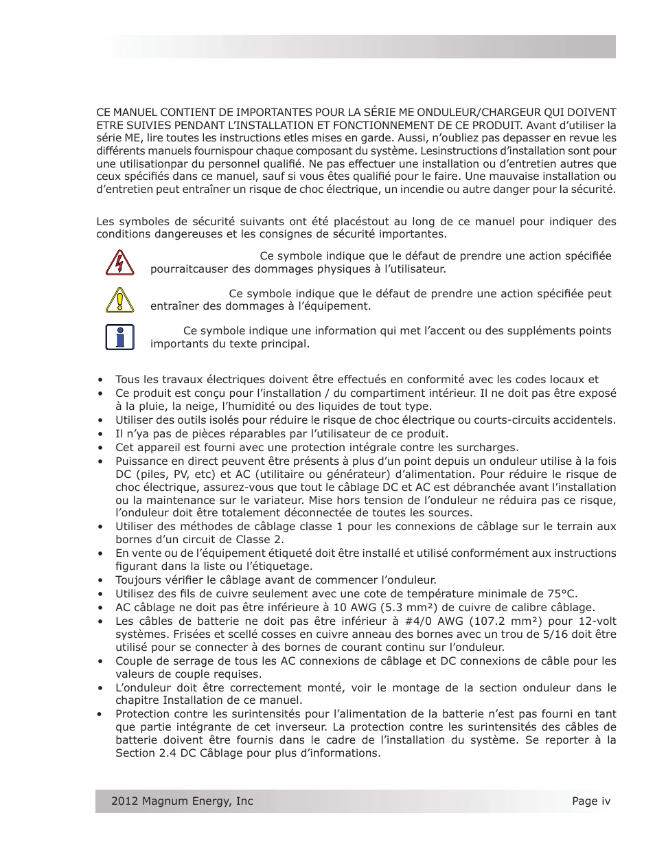 Consignes de sécurité importantes, Conserver ces instructions | Magnum Energy ME Series User Manual | Page 5 / 68