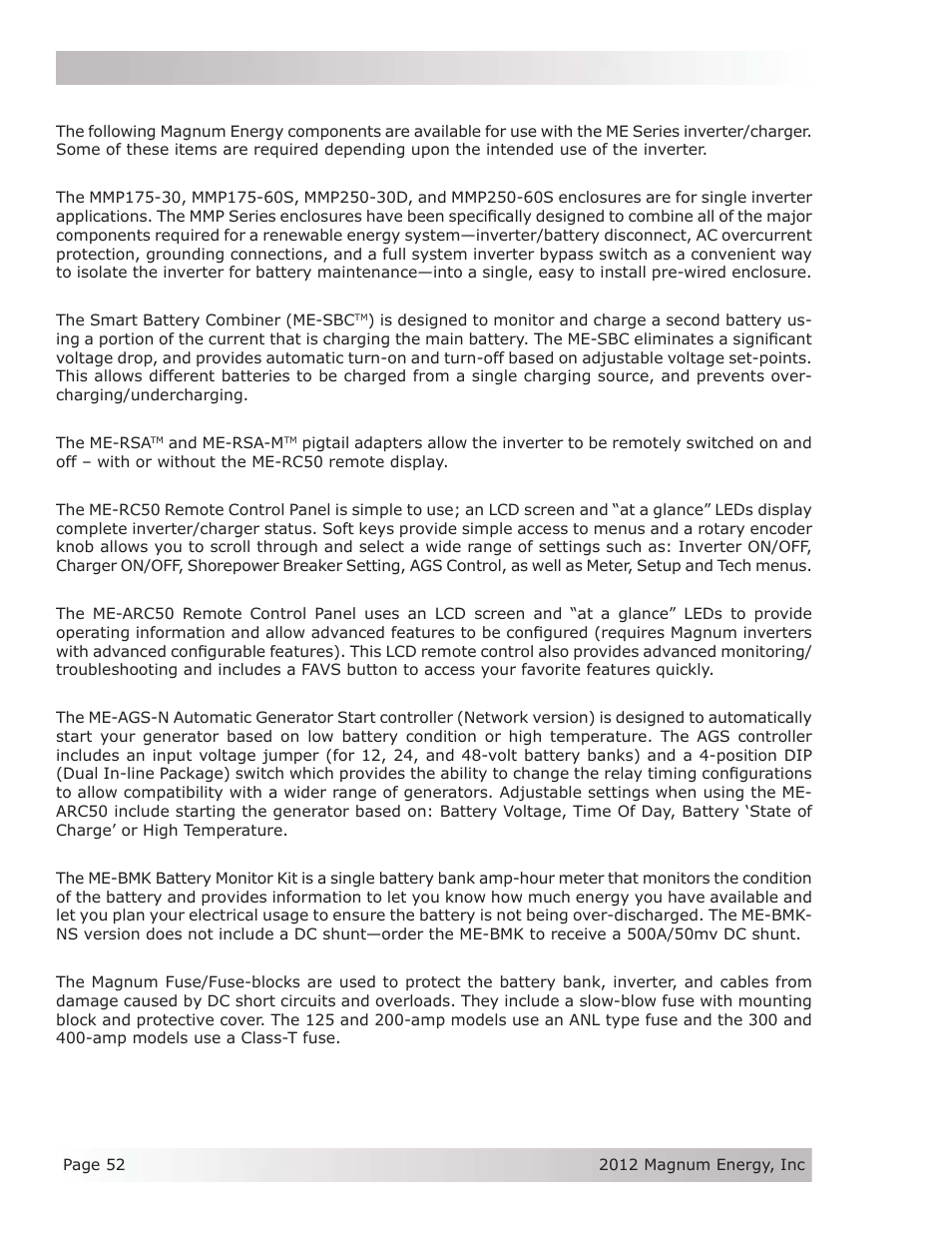 A-2 optional equipment and accessories | Magnum Energy ME Series User Manual | Page 60 / 68
