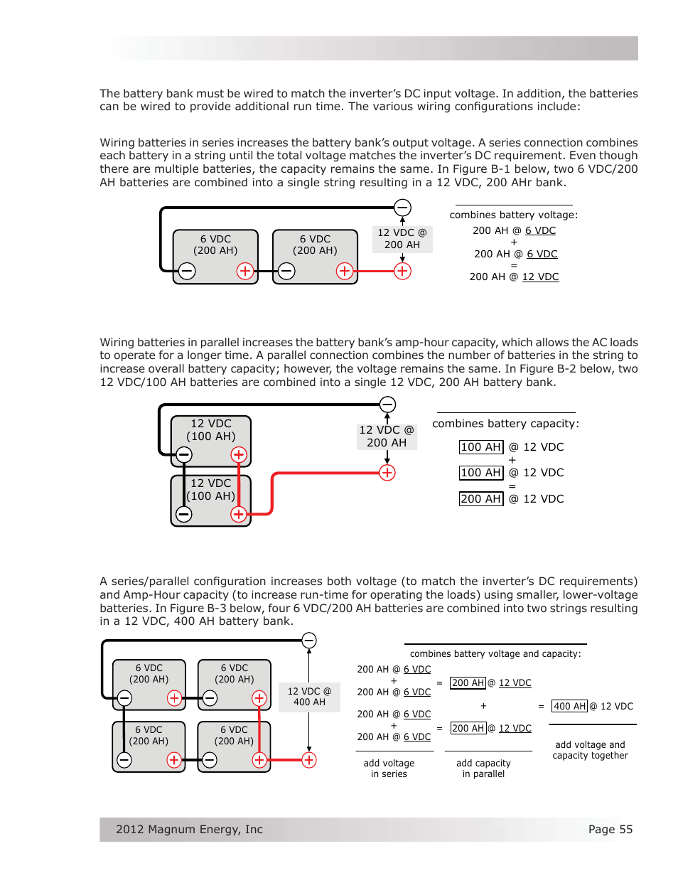 B-6 battery wiring confi gurations | Magnum Energy ME Series User Manual | Page 63 / 68