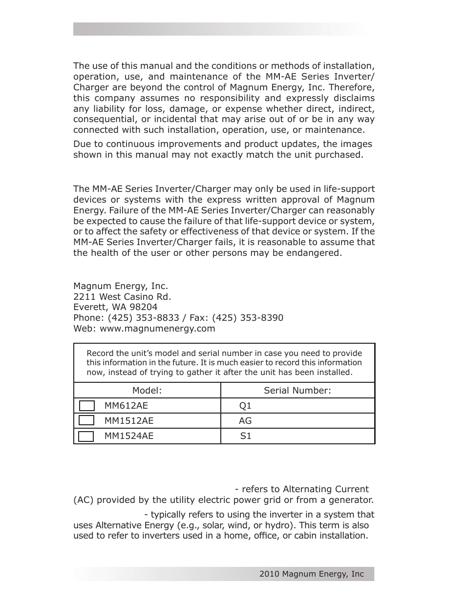 Magnum Energy MM-AE Series User Manual | Page 2 / 48