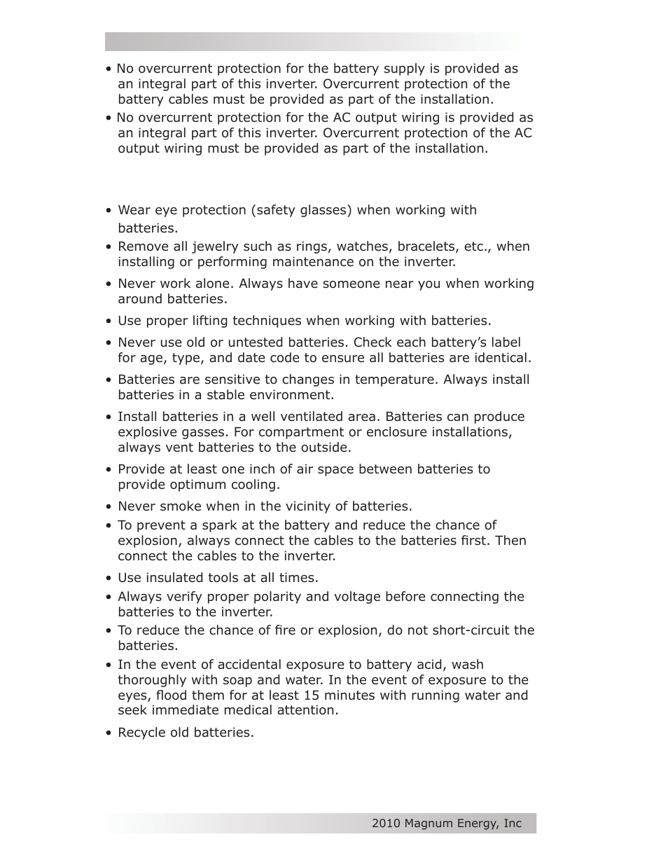 Important battery safety instructions, Save all instructions | Magnum Energy MM-AE Series User Manual | Page 4 / 48