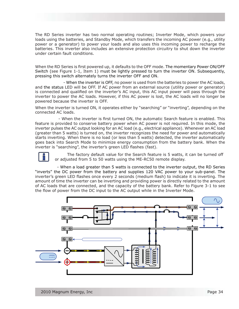 0 operation, Installation, 1 inverter mode | Magnum Energy RD Series User Manual | Page 40 / 58